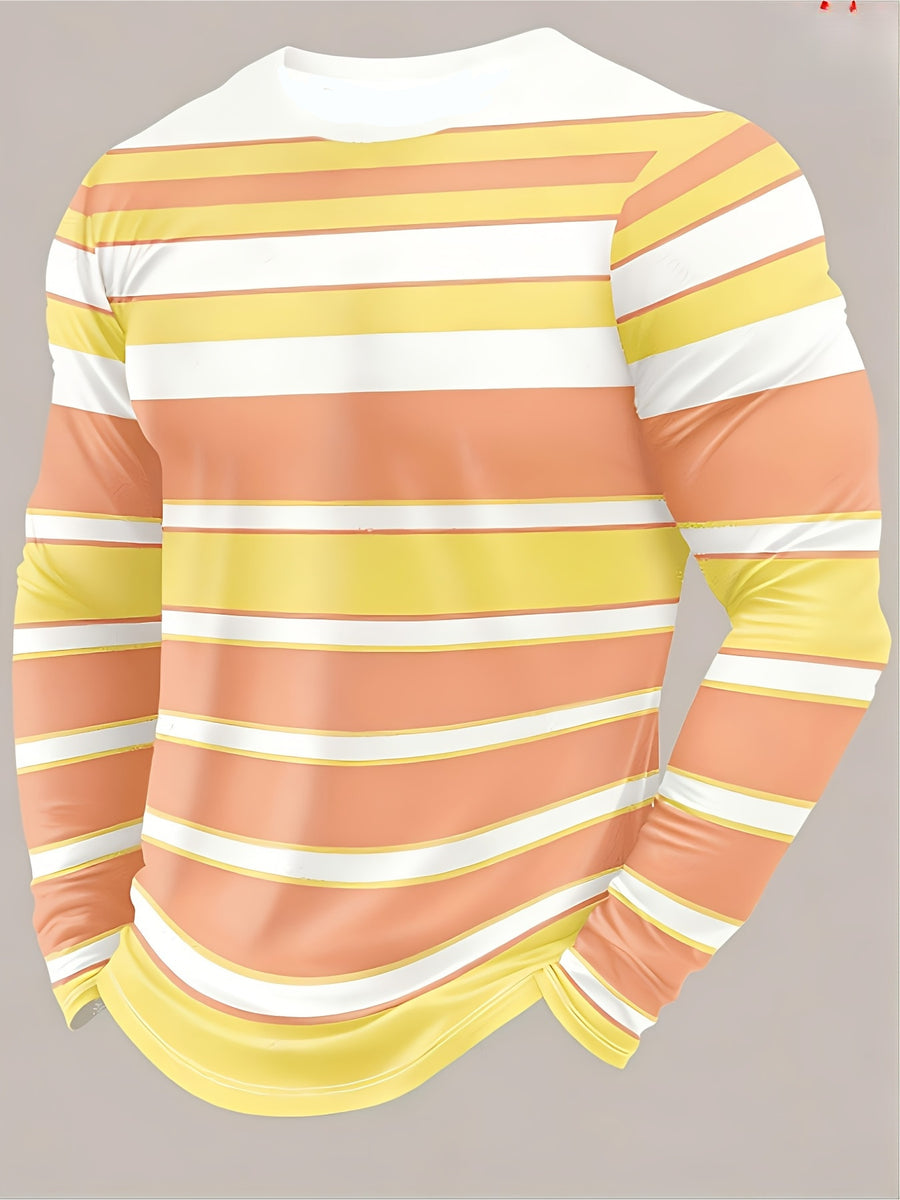 [Printed Design-Not Textured] Men'S Long Sleeve T-Shirt Men'S Breathable Comfortable Casual Sports Base Layer Top Men - Mixed Color 1