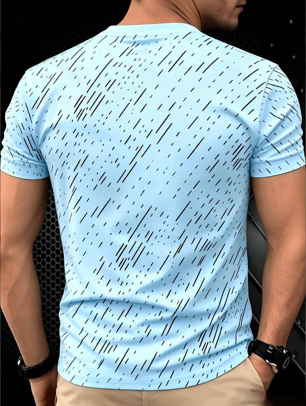 Black Twill Line Digital Printing T-Shirt, Minimalist Men'S Casual Short-Sleeved Shirt, Versatile Commuter Men'S Short-Sleeved T-Shirt, Cool And Breathable, Skin-Friendly And Comfortable, a Perfect Gift - Mixed Color C