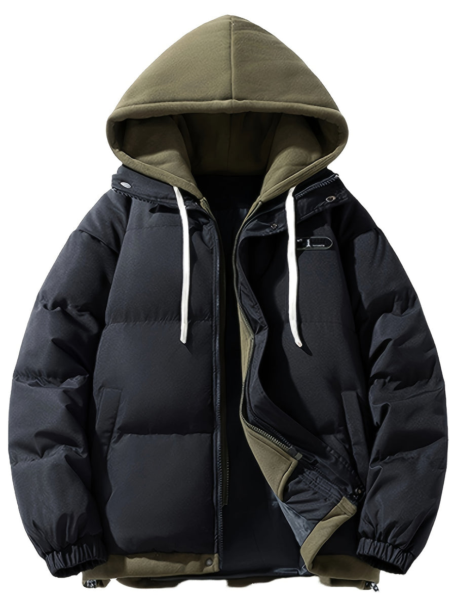 Winter Thickened Hooded Coat - Black