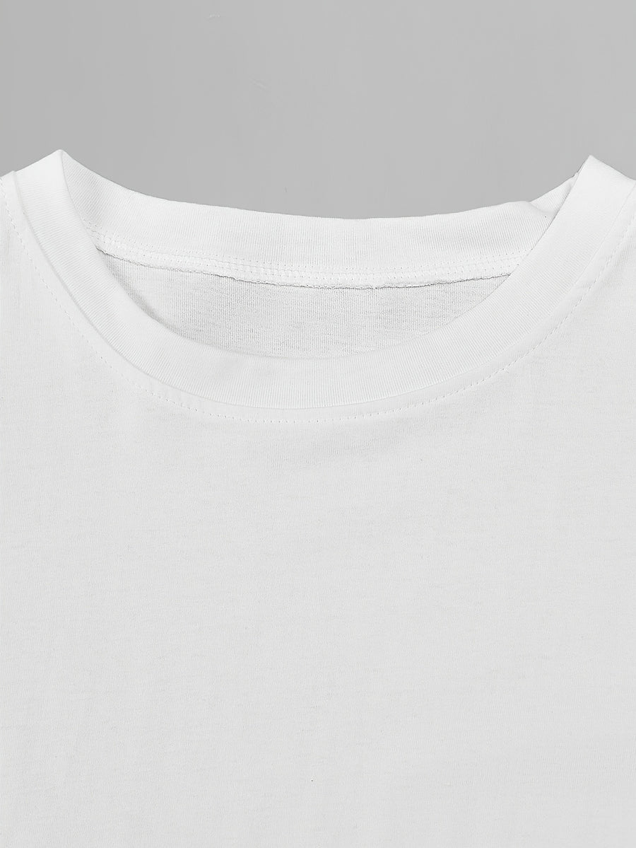 Summer Elegant Women's Pure Short-sleeve Dress, Y Casual Style, Clover Stripe Print Short-sleeve Top. 100% Round-neck Short-sleeve T-shirt, Machine Washable, Comfortable and Versatile. Breathable, Skin-friendly, Easy to Care for, Soft and Smooth. - White