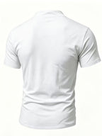 Summer Latest Men'S Individual Design Stand-Up Collar T-Shirt, Fashionable Western Style Trendy High Street Short Sleeve - Salt White