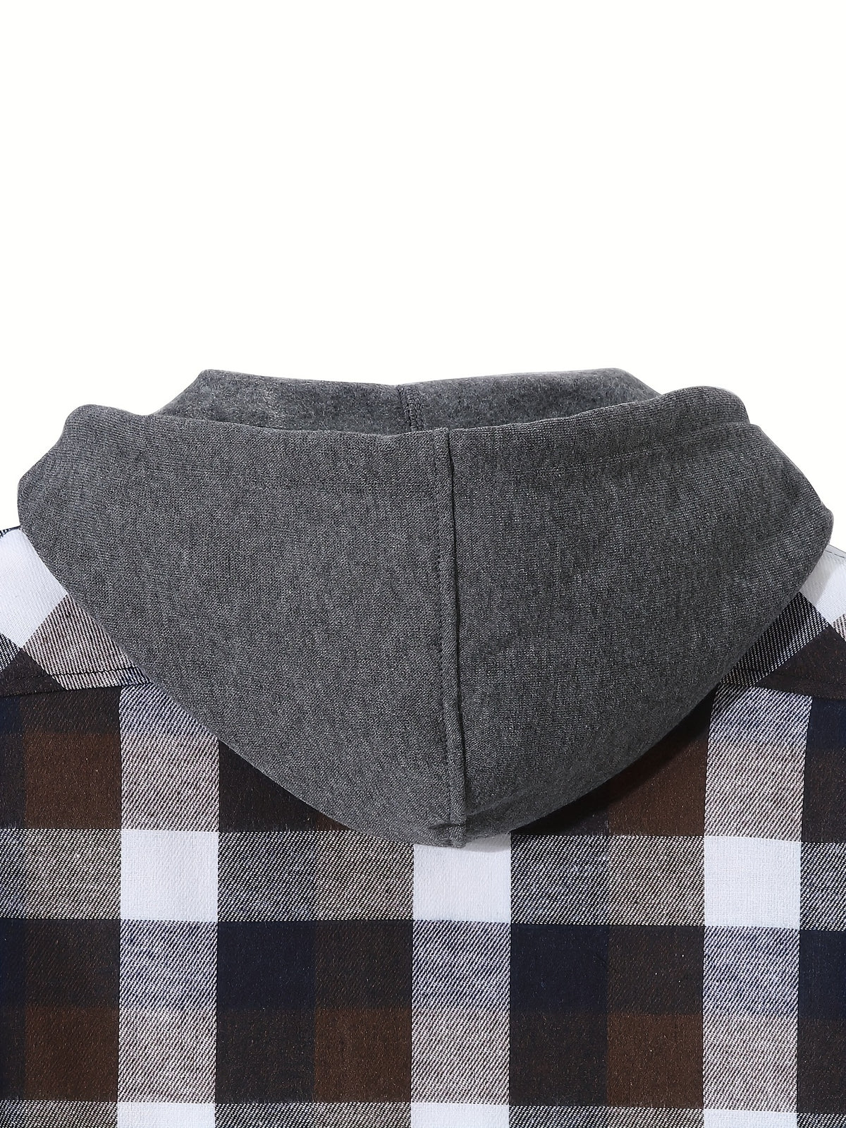 Men'S Plaid Hooded Sweatshirt Flannel Shirt Jacket Long Sleeve Casual Fashion Button-Up Shirt - White-brown-blue