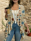 Women's Floral Elegant Print Cardigan, Lightweight, Airy, and Comfortable, Suitable for Spring, Summer, and Autumn, a Versatile Layering Piece for Daily Casual Wear, Beach Outings, and Vacations - Multicolor