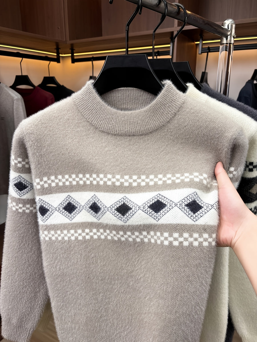 Minimalist Urban Crewneck Sweater for Portable Daily Commuting - Khaki 1