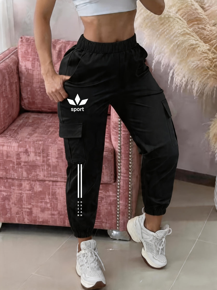 New Arrival - Women's Cargo Pants, Sold Individually, Multi-Pocket, Cargo Pants Style, Fashionable Women's Long Pants, Machine Washable, Durable Fabric - Suitable for Spring, Summer, and Autumn, Fashionable Cuffed Long Pants, Ideal for Daily Outdoor - Black