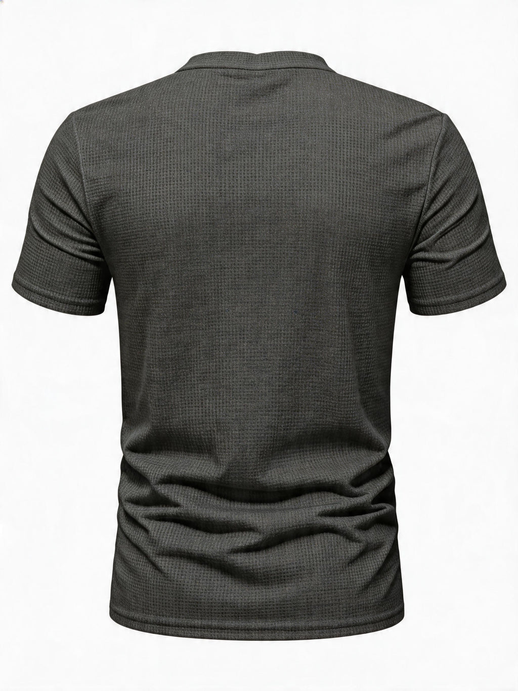 [180G 95% Polyester] Men'S Casual Waffle V-Neck Short Sleeve Top, Breathable Comfortable Chest Patch Style, Men'S Comfortable High-Quality High-Fit Rate Casual Sports T-Shirt Summer Global All Seasons Base Layer Factory Made - Dark Gray