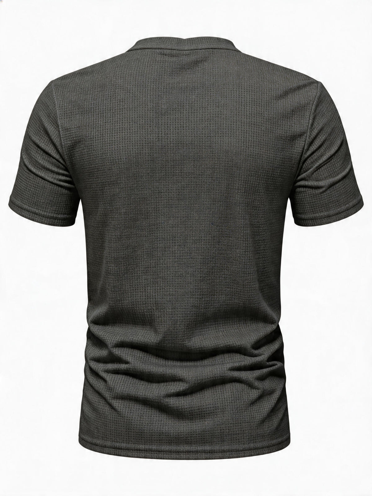 [180G 95% Polyester] Men'S Casual Waffle V-Neck Short Sleeve Top, Breathable Comfortable Chest Patch Style, Men'S Comfortable High-Quality High-Fit Rate Casual Sports T-Shirt Summer Global All Seasons Base Layer Factory Made - Dark Gray