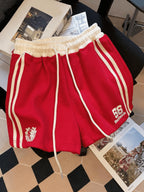 American Patchwork Fashion Trendy Summer New Casual Shorts - Red