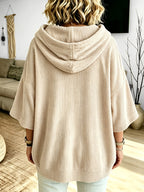 Plus Size - Women'S Casual Corduroy Drawstring Hooded Sweatshirt, Classic Versatile Hooded Top Elegant Women'S Top, Loose Fit Comfortable Sweatshirt Suitable for Commute And Casual Wear Spring/Autumn Clothing - Apricot