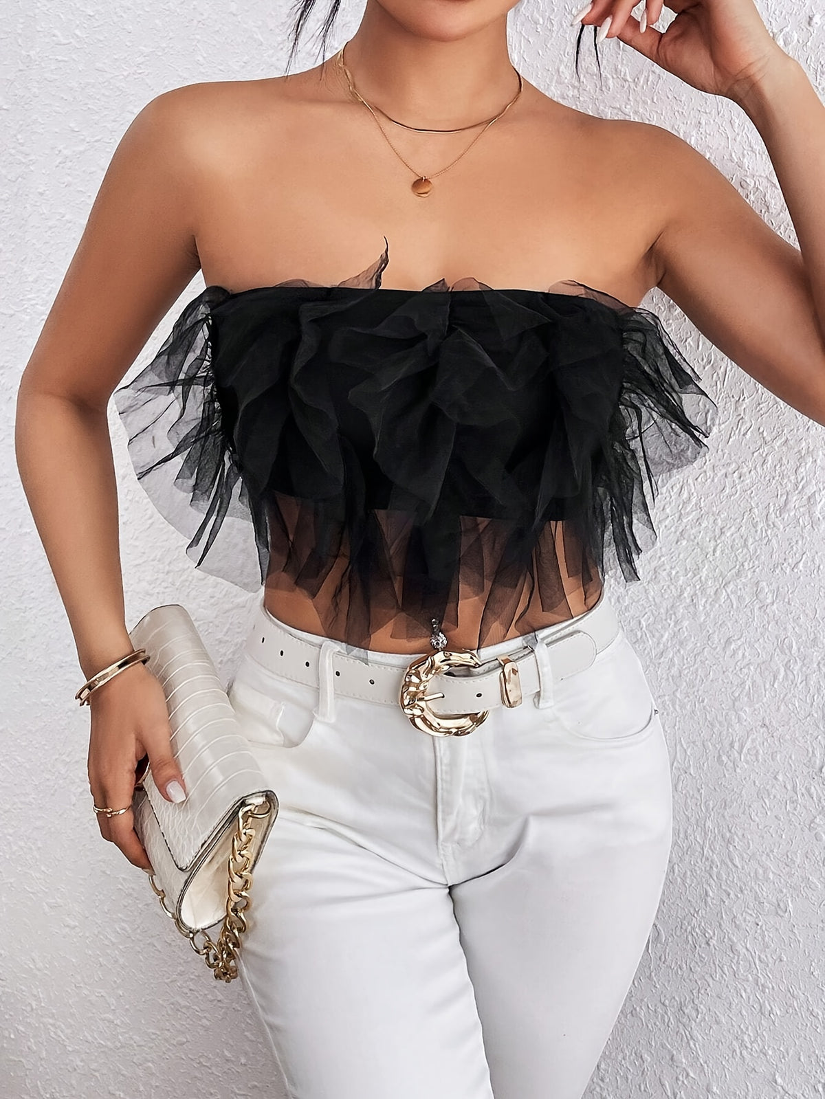 New Fashion Elegant Women's Strapless Top - Black