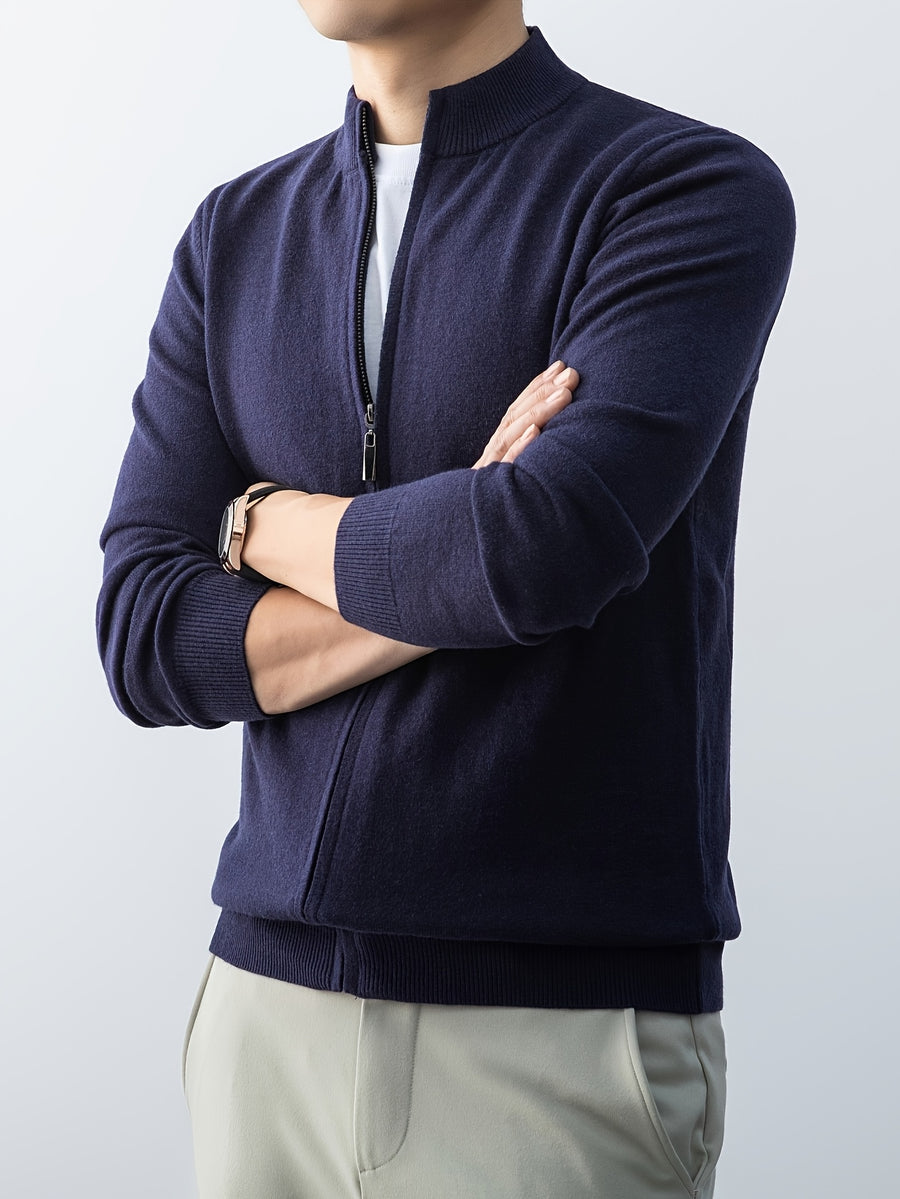 2025 New Christmas Gift Men's Zipper Knit Cardigan Jacket, Suitable for Outdoor Casual Gatherings, Wearable in Spring, Autumn, and Winter - Royal Blue