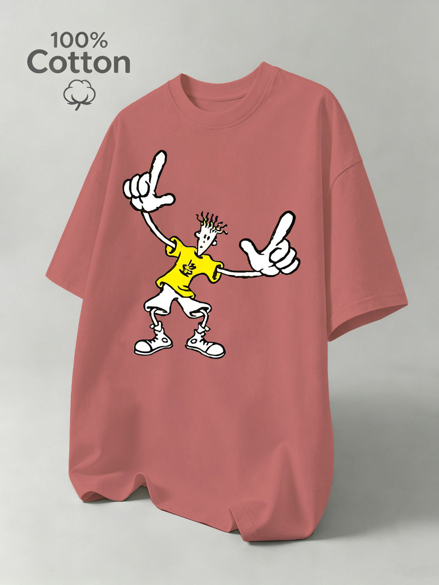 Men's OCISOS Fido Dido Short-Sleeve Shirt - Pure  Moisture-Wicking Breathable Round Neck Tee with Fido Dido Print, Suitable for Casual Streetwear, Gym, Outdoor Sports & Casual Attire, Machine Washable for & Young Men - Watermelon Red