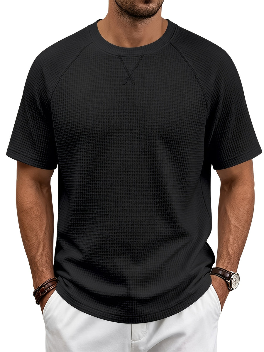 Men'S Summer Easy Fashion Loose Comfortable Breathable Casual Round Neck Short Sleeve T-Shirt - Black