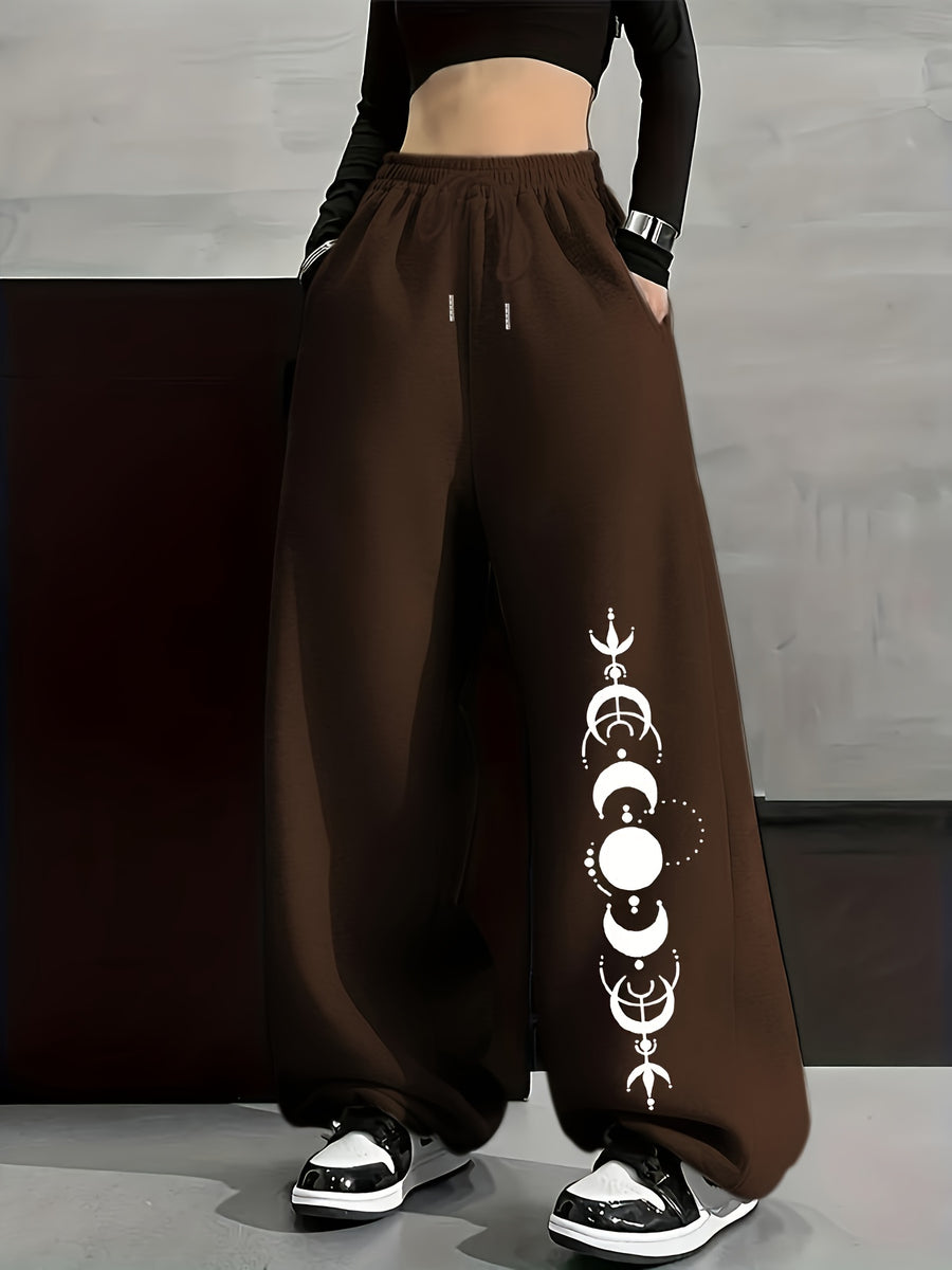 Autumn And Winter Fashion Casual Women'S Fleece Trousers, Monochrome Tunic Trousers, Casual Loose Sweatpants, Women'S Fashion - Coffee Color