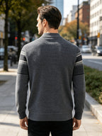 Winter New Men'S Fleece Thickened Semi-High Neck Jacquard Sweater Warm Comfortable All-In-One Plush Men'S Top Winter Cold-Proof - Grey
