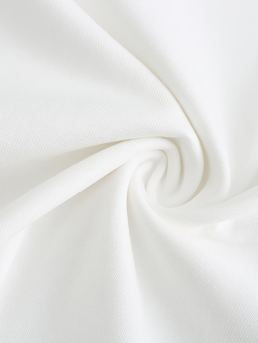 FP032 Summer Style 230g Heavyweight Premium Pure Men's Knitted Short-Sleeve Top, Comfortable and Breathable Summer Style with Foam Print, Fashionable and Trendy, Men's Casual Solid Color Crew Neck Short-Sleeve Base Layer, Drop Shoulder Loose Fit - White