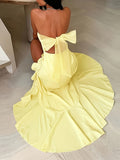 WY260312036 Anji Ruffle Strapless Long Bridesmaid Dress - 【Light Yellow】