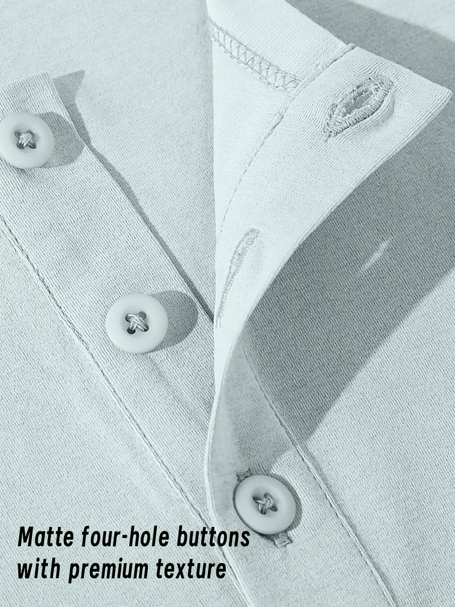 (Set of Two) JEANSWEST Men'S Long-Sleeve Henley Shirts for Spring And Fall - White + Light Gray Green