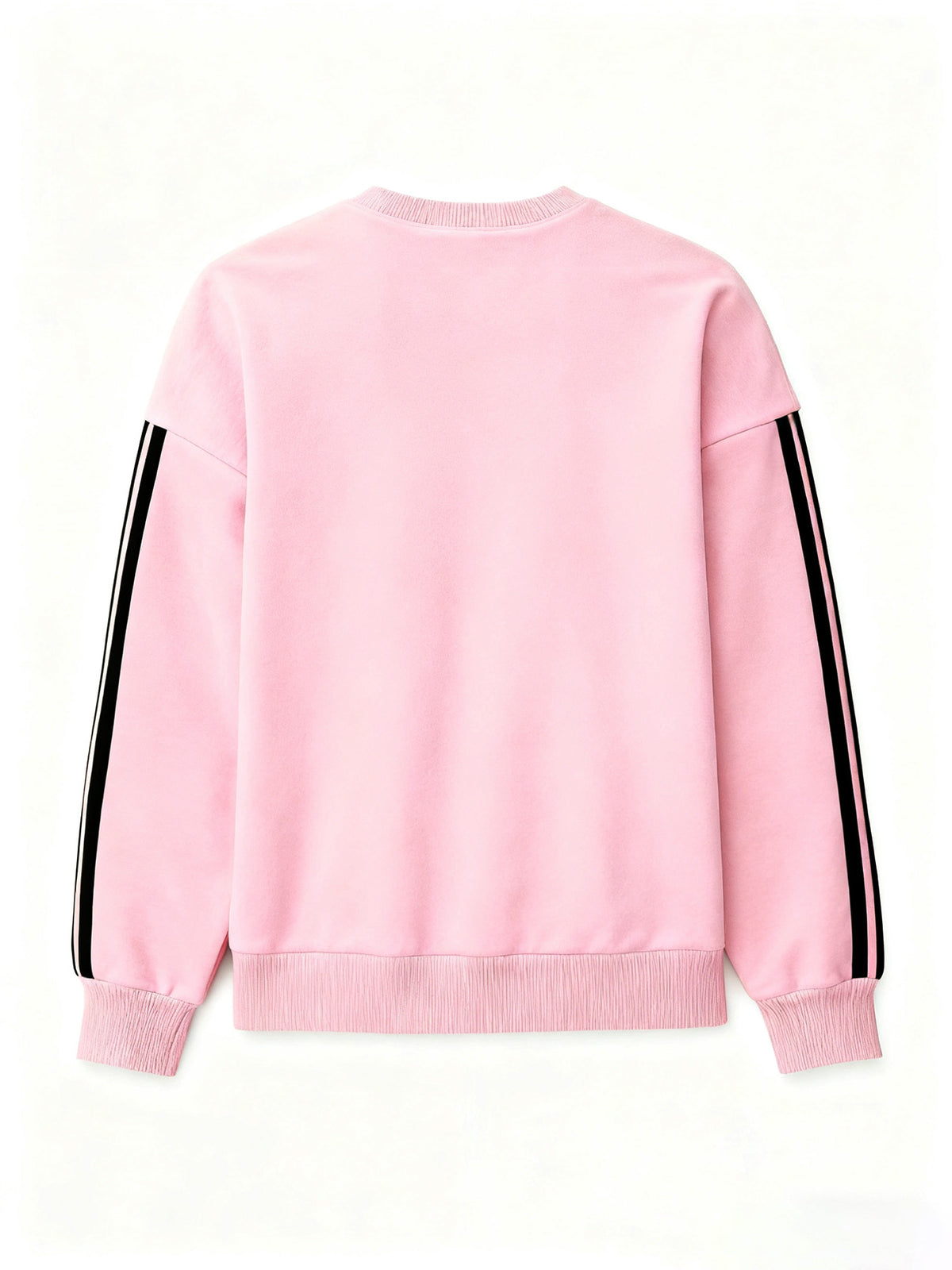 Comfortable and Versatile Women's Clothing, Casual Long-Sleeve Crewneck Sweatshirt with Fun Printed Patterns and Double Stripes, for Women - Pink Color