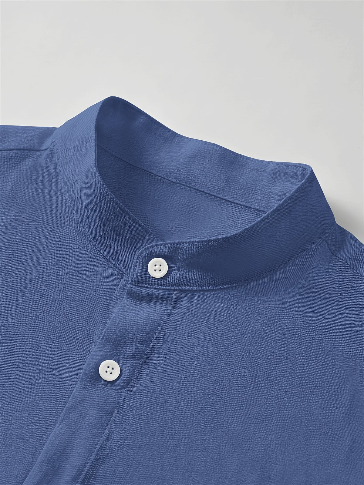 Men's Solid Color Casual Stand Collar Button- Long Sleeve Shirt. The Solid-colored Fabric Offers a Comfortable Feel, Making It a Great Gift for a Husband or Boyfriend for Home, Outings, Travel, and Beach Vacations. Men's Long Sleeves, Men's Tops - Navy Color