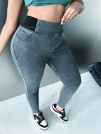 Elastic Versatile Skinny Jeans with an Elastic Waistband for Women - Grey