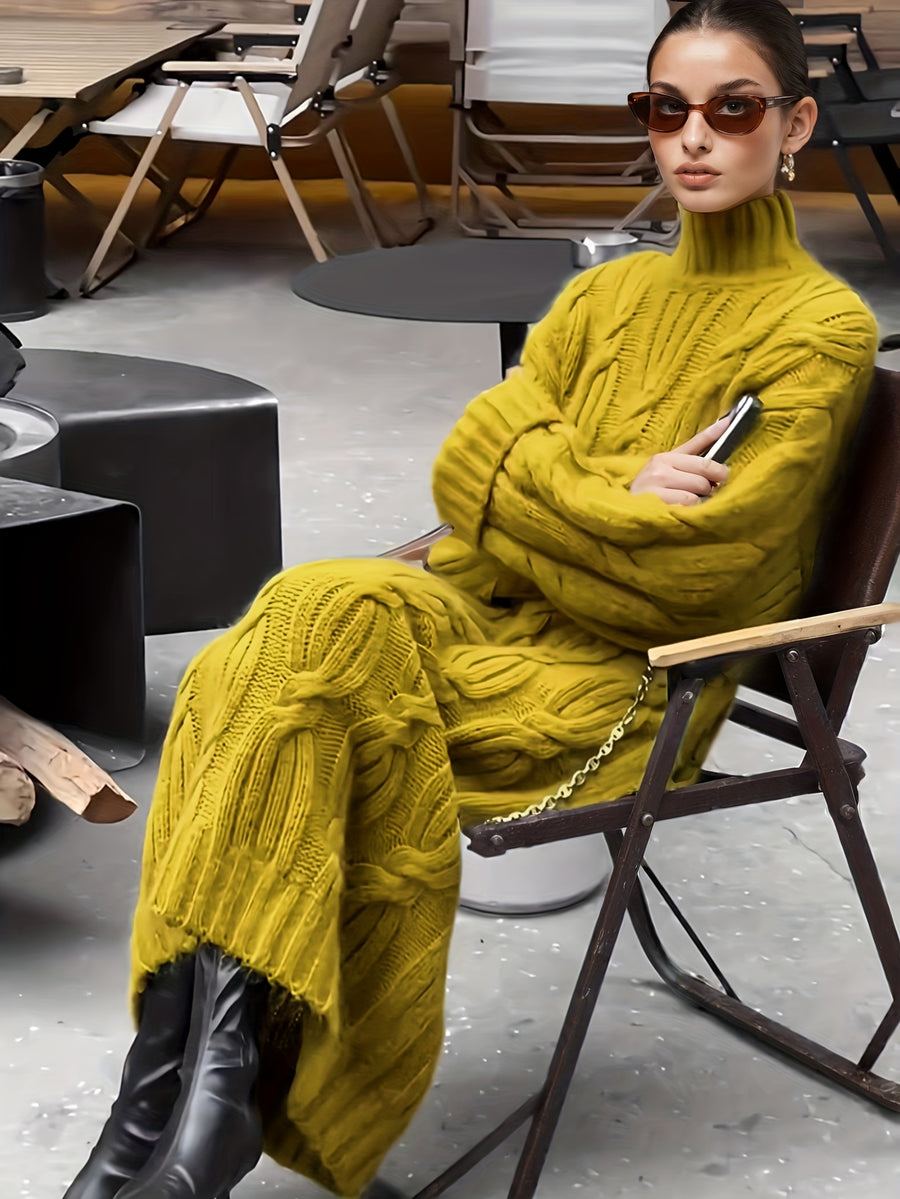 Women's Elegant Vintage Maxi Dress with High Neck & Twisted Rope Neckline - Loose A-Line H-Line Long Sleeve Dress for Fall/Winter Weddings, Parties, Special Occasions - Solid Color Dress in traditional fitting (No Padding/) - Matcha Color