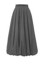 Women's Elegant High-Waisted Pleated Midi Skirt with Pockets - Machine Washable Solid Color Non-Stretch Skirt for Spring/Fall, Versatile Casual to Formal Wear, Cute Skirts, Spring Fall Attire, Midilength Silhouette, No Stretch Fabric - Grey