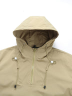 Men's Autumn/Winter Outdoor Fashion Jacket, Solid Color Half-Zip Hooded Softshell Windbreaker, Tear-Resistant Fabric, Suitable for Camping, Hunting, Cycling, Mountaineering, and Workwear, Also for Office Daily Commuting - Khaki