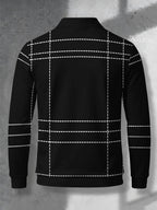 Men's Lapel Half-Zip Polo Shirt, Geometric Vintage Style Casual Polo Top, Suitable for Spring and Autumn Wear, Gift for Boyfriend - Mixed colors