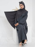 1pc Headless Scarf: Elegant Cuff Drawstring, Comfortable and Casual Solid Color, Suitable for Outdoor Travel and Daily Wear. Loose Women's Abaya Dress. Abayas for Women, Muslim, Women's Long Dresses, Oriental Arabic Robe, Abaya Dress - Dark Gray
