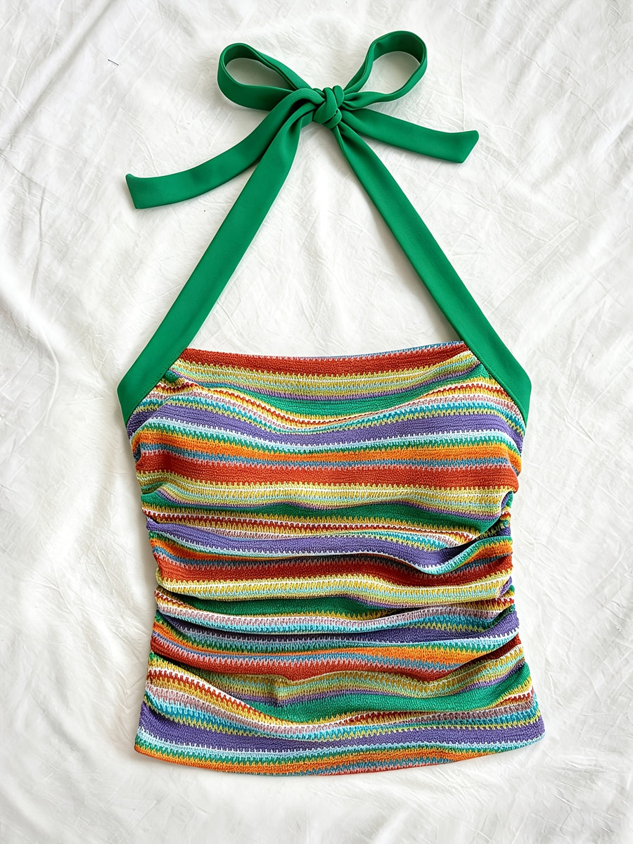 Women's Summer Black Semi-Sheer Sexy Ruched Camisole for Vacation and Dating - Mixed colors