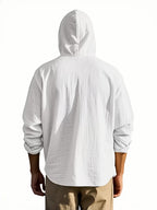 4pcs Men's Fashion Casual Long Sleeve Open Front Hooded Shirt | Soft 100% Cotton Woven Top | Regular Fit Suitable for Late Summer and Early Autumn | Skin-Friendly, Breathable, and Warm Daily Top | A Versatile Essential for City Strolls - Mixed Colors 1