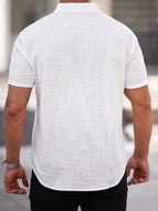 Men'S Casual Short Sleeve Pocket Shirt for Summer - White