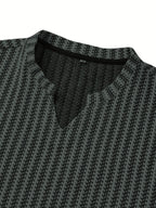 Men's Fashion Casual Knit Sweatshirt with Stand Collar in Black and White Contrast, Suitable for Daily Wear, Commuting, Versatile Fashion, Men's Henley Shirt - Lead Color