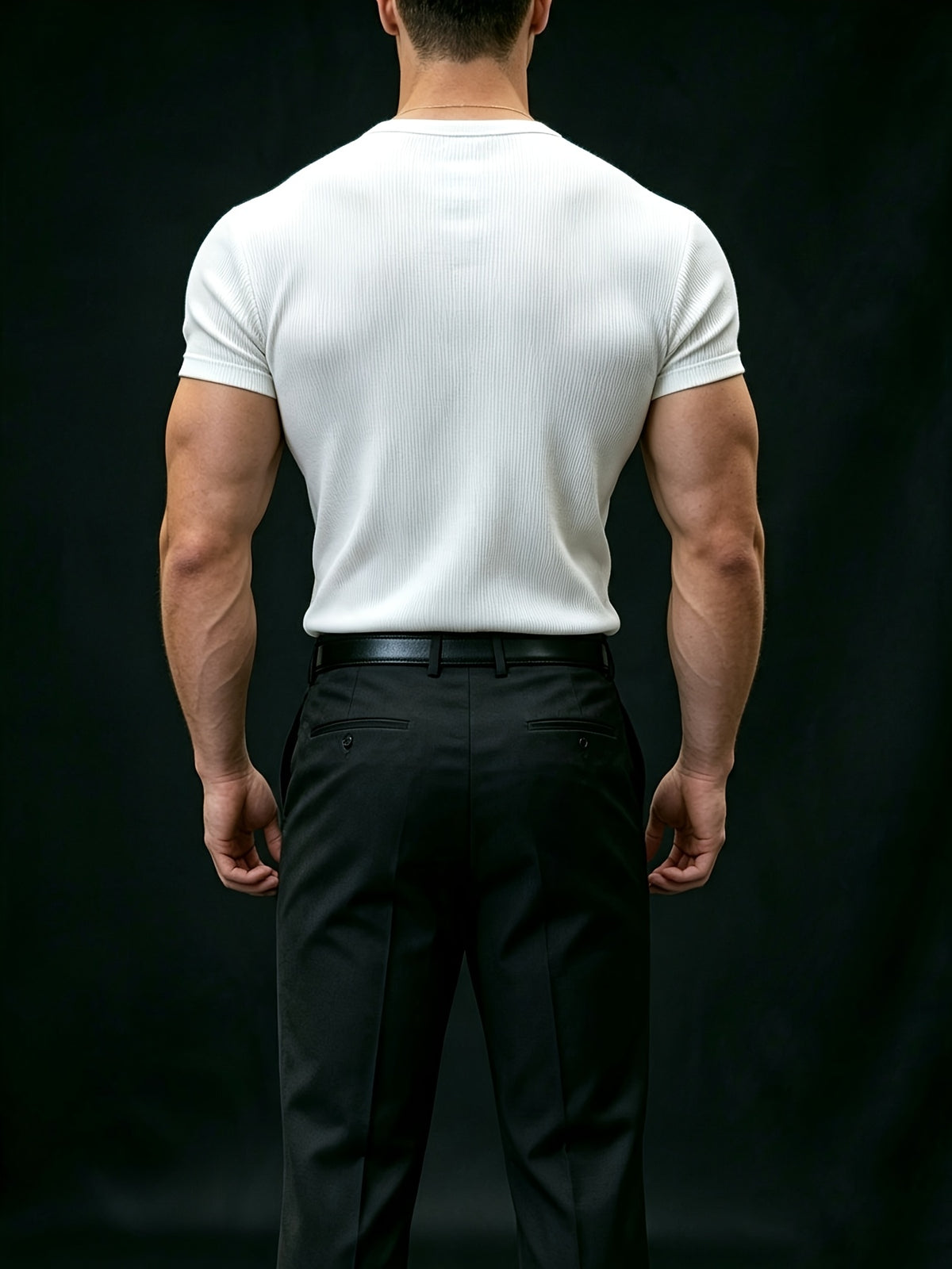 American Vintage Henley Knit Short Sleeve Top, Men'S Slim Fit T-Shirt, Square Shoulder Cut Enhances Shoulder Lines, Vertical Striped Elastic Fabric Moisture-Wicking And Breathable, Suitable for Commuting Office, Fitness Training, Travel Vacation - White