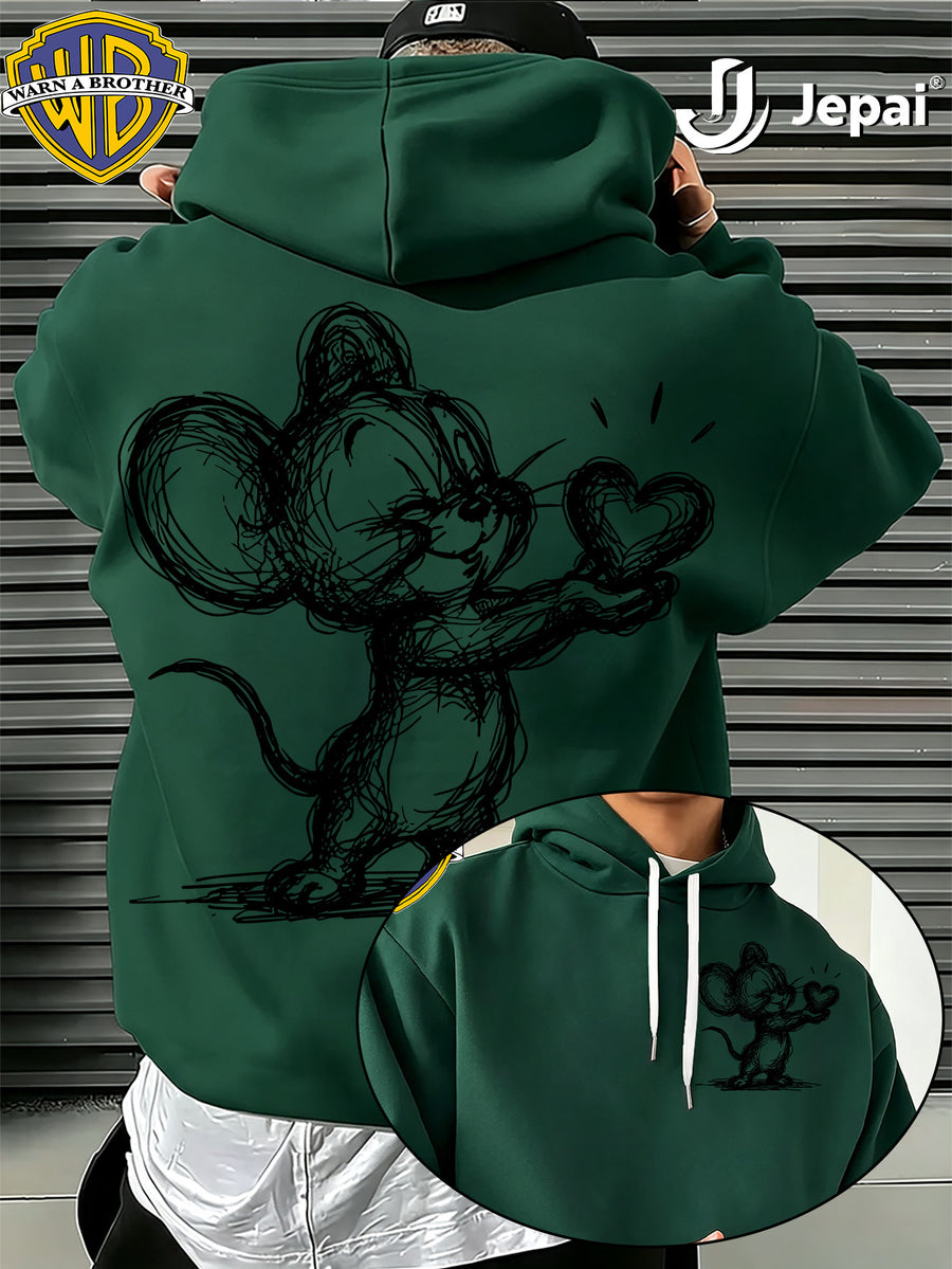 Warner Bros. Official, Trendy Cool American Street Style Classic Character Themed Printed Hooded Sweatshirt, Unisex American Street Style Long-Sleeve Top, Suitable for Daily and Outdoor Activities, an Excellent Warm Outerwear Choice for Autumn - Green