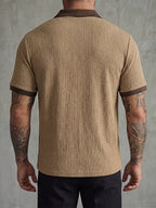 Men's Business Casual Polo Shirt, Formal and Daily Wear, Stretch Knit Fabric, Machine Washable for Office Attire, New Spring/Summer Style, Trendy for Men - Brown