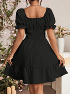 Fashionable Commuter A-Line Dress for Women - Black