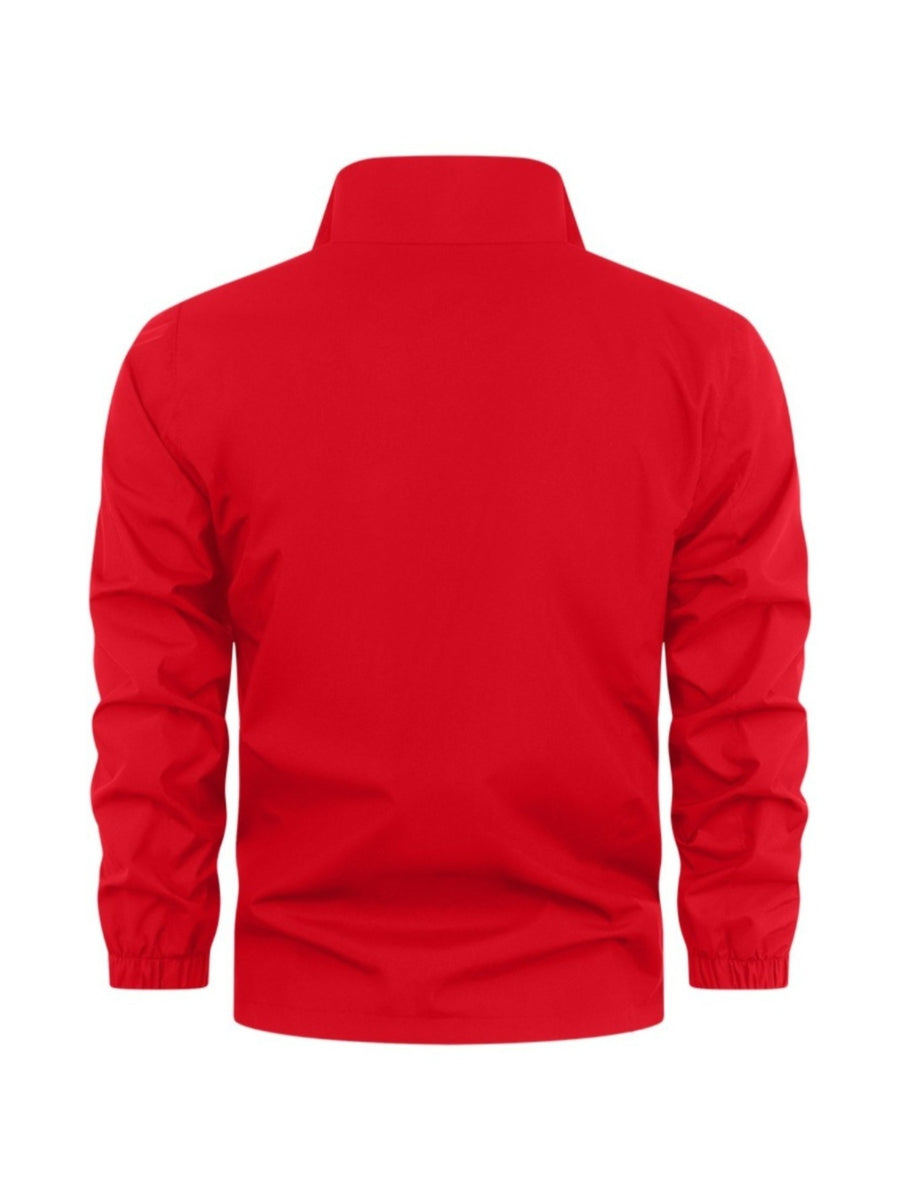 2026 New Men'S Outdoor Mountain Wind Sports Jacket, Lightweight Comfortable Ski Wear, High Quality, Fashionable Red And White Stripe Element Design, Suitable for Spring And Autumn Wear, Outdoor Sports Essential - Red