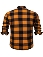 Autumn/Winter Plaid Flannel Shirt for Men, -Lined, Thickened, Warm, Long-Sleeve Workwear Jacket, Casual Top, New Season - Orange