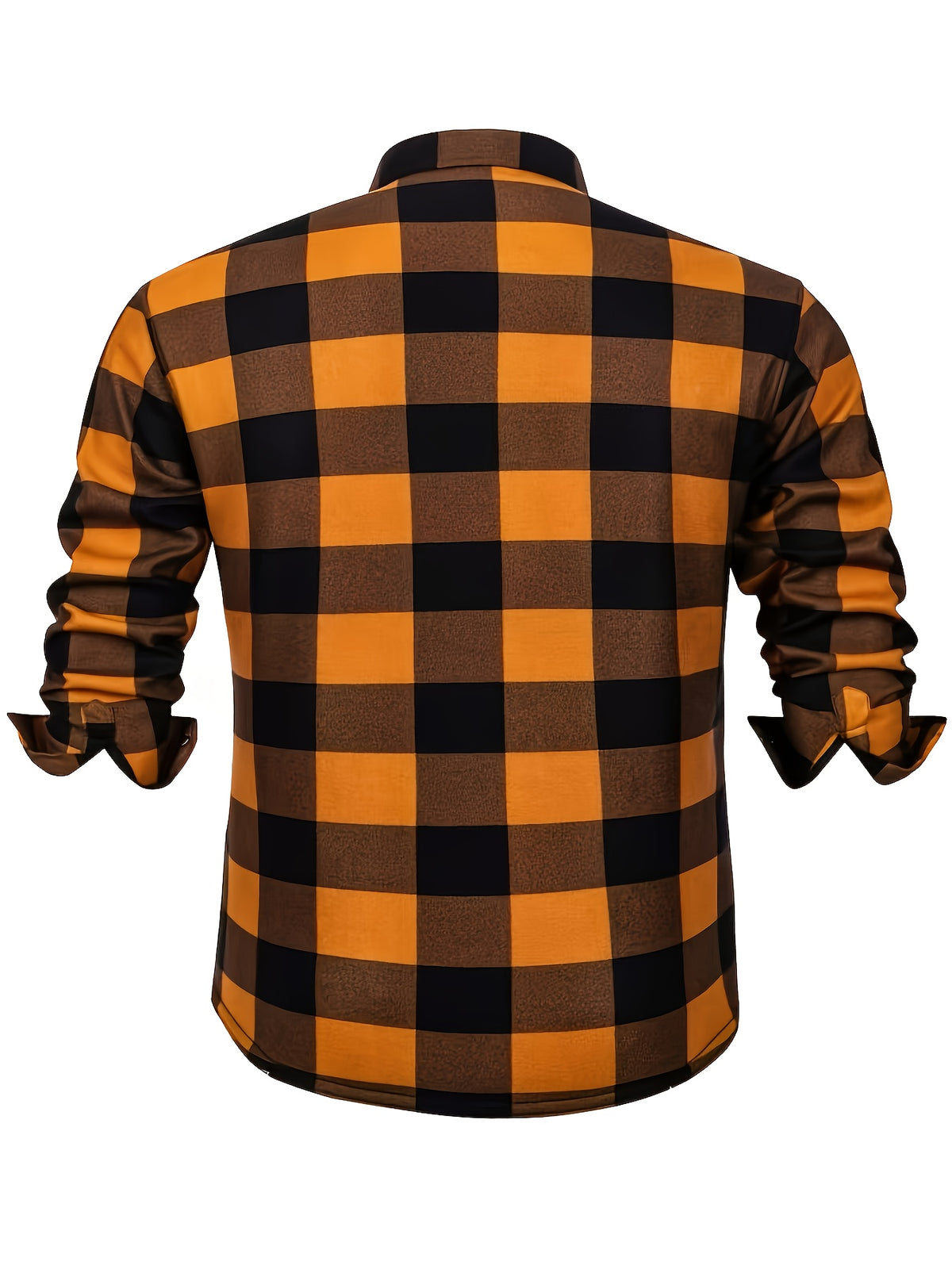 Autumn/Winter Plaid Flannel Shirt for Men, -Lined, Thickened, Warm, Long-Sleeve Workwear Jacket, Casual Top, New Season - Orange