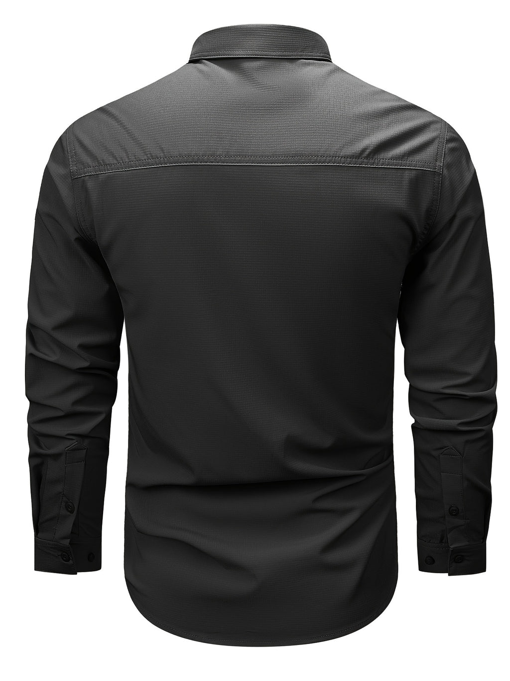 Outdoor Multi-pocket Functional Combat Quick-drying Shirt Casual Quick-drying Sports Shirt Thin Style with Four Chest Pockets and Armpit Ventilation Holes, Hunting - Black