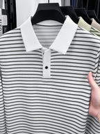 Men'S New Versatile Long-Sleeve Fashion Polo Shirt - White