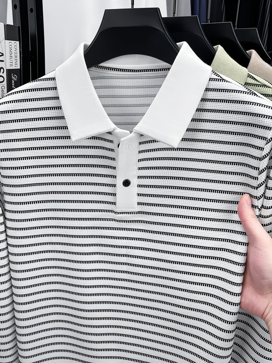 Men'S New Versatile Long-Sleeve Fashion Polo Shirt - White