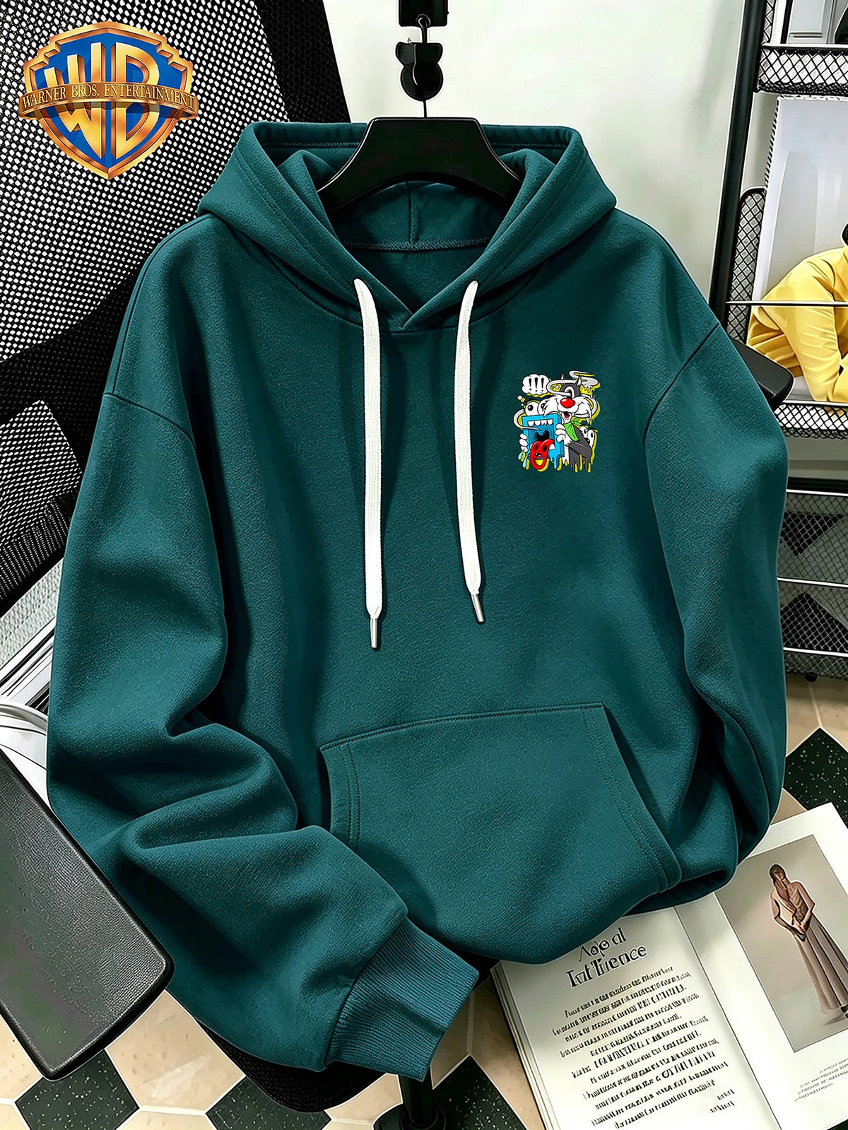 Halloween/Back to School/Date Night/Father'S Day Gift Choice - Sassy Cat Trendy Graffiti Double-Sided Print Hoodie - Men'S Essential with Pockets And Drawstring Hood, Ideal for Warmth, Perfect for Casual Wear Or Outdoor Activities - Unisex - Green
