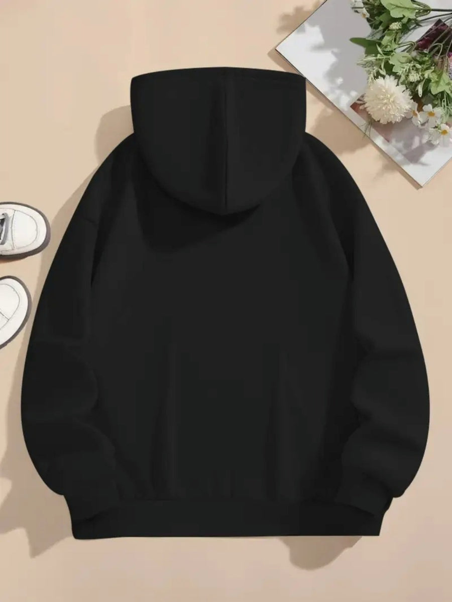 Women's -Lined Thermal Printed Hooded Sweatshirt, Heavyweight Thickened Warm Skin-Friendly Plush Lining, Peeking Little Black Cat Print, for,, Office Workers, Home, Strolling, Shopping, Outings, Gentle, Casual, Versatile, Cold-Proof and Warm Hoodie - Black