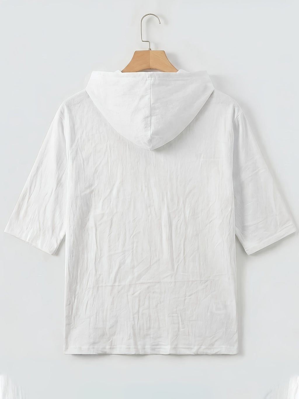 Men'S Linen Short-Sleeved Hoodie, Fashionable Men'S Top, Short-Sleeved Hoodie, Individual Trend, Comfortable And Breathable Fabric, Suitable for Outdoor Leisure, Camping, Vacation, Beach, Daily Street Wear - White