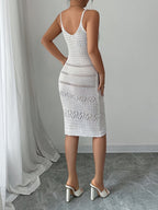 Women'S Solid Color Casual Chic Spaghetti Straps Dress - White