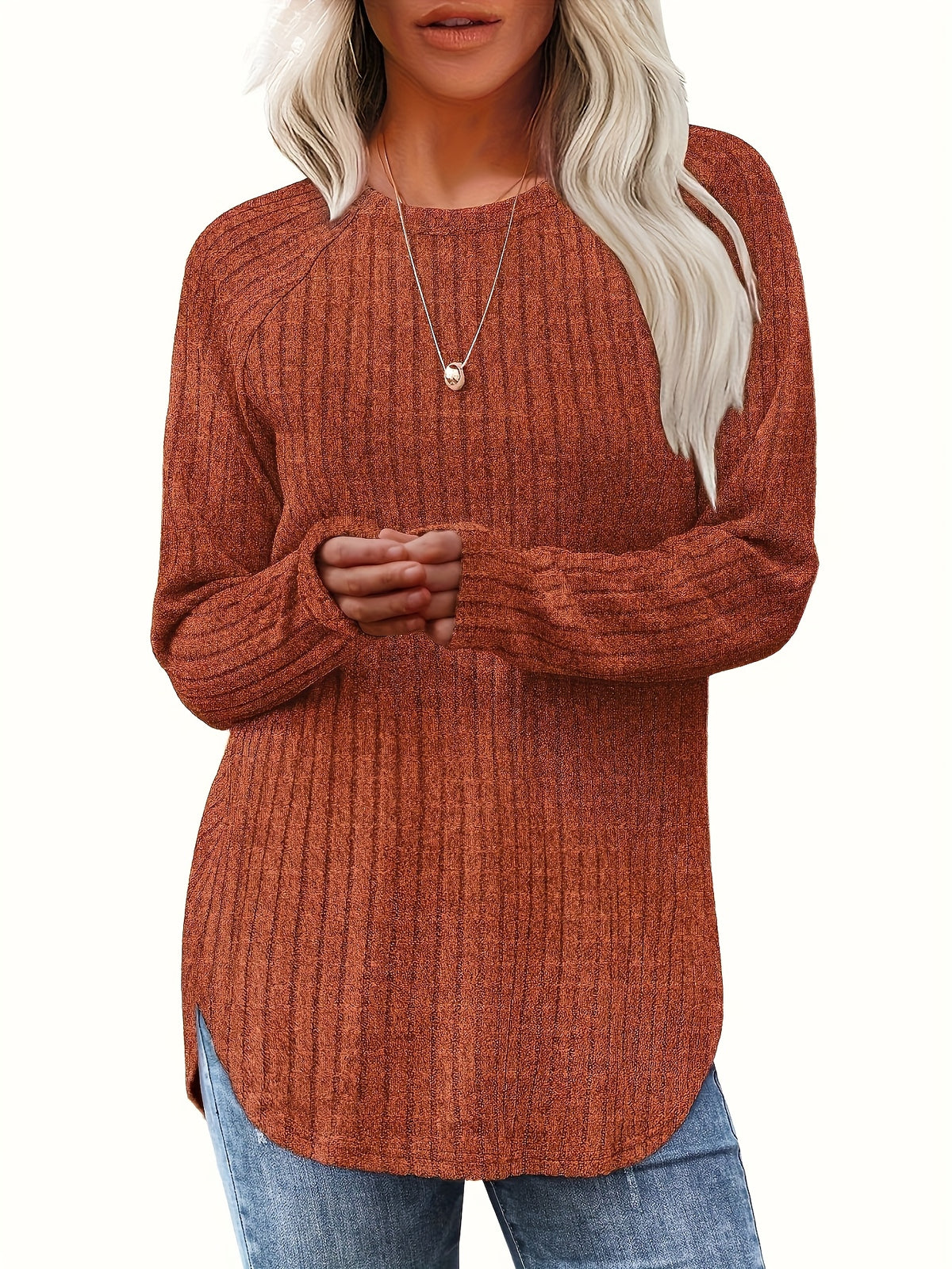 4pcs Set Women's Fashion Top, Autumn/winter Basic Style, Loose and Elegant Round Neck Long-sleeve Pullover - Mixed Color 3