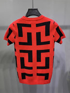 Cross-border New Men's Outdoor Short-sleeve Round-neck Knit Pullover Sweater - Red